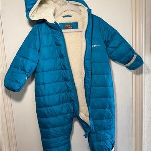 Eddie Bauer Baby Duck Down Soft Sherpa Lining Snow Suit Size 6-12 months